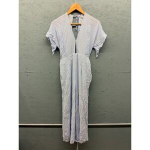 Mahina Lace Jumpsuit Womens‎ L Blue Lined Wide Leg Spaghetti Strap